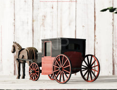Vintage Four-Wheeled Horse Carriage Laser Cut 3D Wagon Construction Kit Wooden DIY Model Digital Download |#U557|