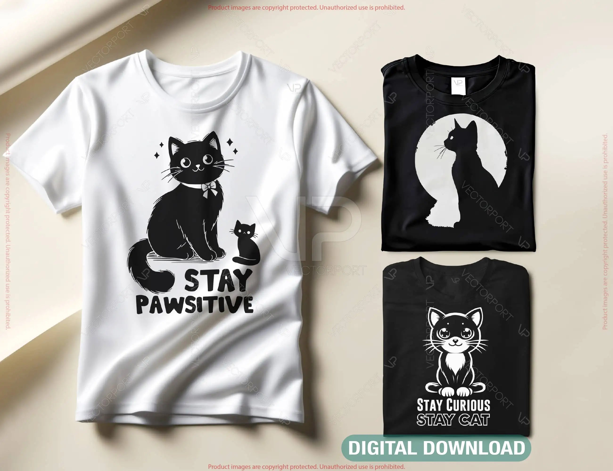 Cat Silhouette T-Shirt Design Bundle Printable Cat Themed Graphics for Apparel Breeds Clipart Funny Png Design Digital Download |#U560| VectorPort
