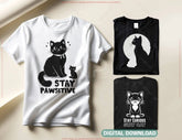 Cat Silhouette T-Shirt Design Bundle Printable Cat Themed Graphics for Apparel Breeds Clipart Funny Png Design Digital Download |#U560|