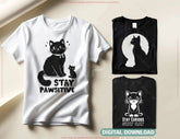 Cat Silhouette T-Shirt Design Bundle Printable Cat Themed Graphics for Apparel Breeds Clipart Funny Png Design Digital Download |#U560| VectorPort