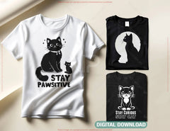 Cat Silhouette T-Shirt Design Bundle Printable Cat Themed Graphics for Apparel Breeds Clipart Funny Png Design Digital Download |#U560|