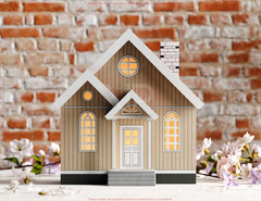 Wooden House – Miniature House Village DIY 3D Model with Glowing Windows, Perfect for Home Decor & Gifts Laser Cutting Digital Download |#U561|