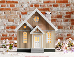 Wooden House – Miniature House Village DIY 3D Model with Glowing Windows, Perfect for Home Decor & Gifts Laser Cutting Digital Download |#U561| VectorPort