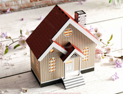 Wooden House – Miniature House Village DIY 3D Model with Glowing Windows, Perfect for Home Decor & Gifts Laser Cutting Digital Download |#U561|
