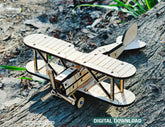 3D Retro Biplane Aircraft Vintage Airplane Laser Cutting Digital Download |#U562|