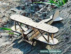 3D Retro Biplane Aircraft Vintage Airplane Laser Cutting Digital Download |#U562|