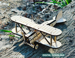 3D Retro Biplane Aircraft Vintage Airplane Laser Cutting Digital Download |#U562| VectorPort