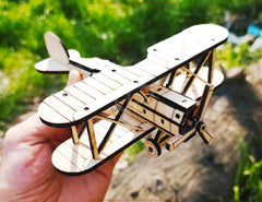 3D Retro Biplane Aircraft Vintage Airplane Laser Cutting Digital Download |#U562|