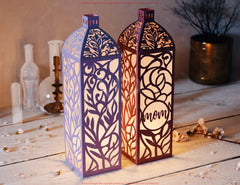 Papercut Elegant Mother's Day Lantern – A Heartfelt Tribute in Light Blossoms & Heart Scene Laser Cutting Digital Download |#U563|