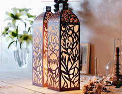 Papercut Elegant Mother's Day Lantern – A Heartfelt Tribute in Light Blossoms & Heart Scene Laser Cutting Digital Download |#U563|