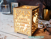 Elegant Mother's Day Laser-Cut Lantern – A Heartfelt Tribute in Light Blossoms & Heart Scene Laser Cutting Digital Download |#U564| VectorPort