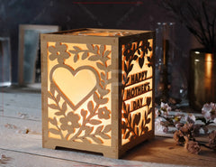 Elegant Mother's Day Laser-Cut Lantern – A Heartfelt Tribute in Light Blossoms & Heart Scene Laser Cutting Digital Download |#U564|