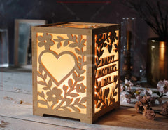 Elegant Mother's Day Laser-Cut Lantern – A Heartfelt Tribute in Light Blossoms & Heart Scene Laser Cutting Digital Download |#U564| VectorPort