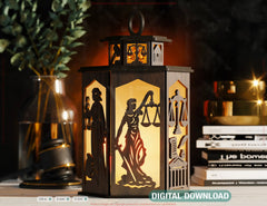Lawyer Gift Desk Lamp - Lamp with Scales, Gavel & Law Symbols Legal Theme Lantern Digital Download |#U565|