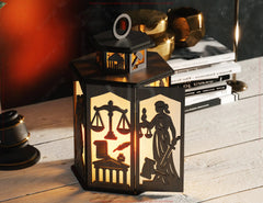 Lawyer Gift Desk Lamp - Lamp with Scales, Gavel & Law Symbols Legal Theme Lantern Digital Download |#U565| VectorPort