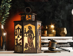 Lawyer Gift Desk Lamp - Lamp with Scales, Gavel & Law Symbols Legal Theme Lantern Digital Download |#U565|