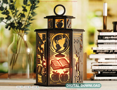 Teacher Theme Laser Cut Table Lamp with Apple, Books, Pencil, Blackboard, Gift for Educators Digital Download |#U567|