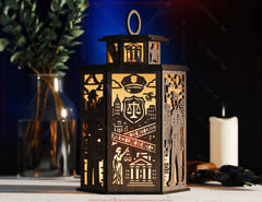 Police Theme Laser Cut Table Lamp with Badge, Handcuffs, Siren, Uniform, Gift for Law Enforcement, Police Car Digital Download |#U568|