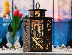 Architect Theme Laser Cut Table Lamp with Tools, Blueprints, Cranes, Buildings, Gift for Architecture Lovers, Engineer |Digital Download |#U570|
