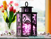 Flamingo Theme Laser Cut Table Lamp with Nature Scene, Tropical Birds, Elegant Decor for Flamingo Lovers Digital Download |#U571| VectorPort