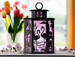 Flamingo Theme Laser Cut Table Lamp with Nature Scene, Tropical Birds, Elegant Decor for Flamingo Lovers Digital Download |#U571|