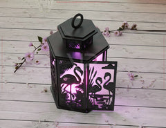 Flamingo Theme Laser Cut Table Lamp with Nature Scene, Tropical Birds, Elegant Decor for Flamingo Lovers Digital Download |#U571|