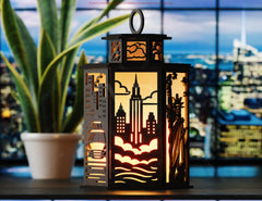 New York City Laser Cut Table Lamp Panels – Statue of Liberty, Skyscrapers & Taxi NYC Skyline Light Box SVG Digital Download |#U572|
