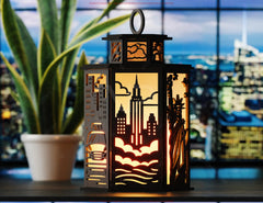 New York City Laser Cut Table Lamp Panels – Statue of Liberty, Skyscrapers & Taxi NYC Skyline Light Box SVG Digital Download |#U572| VectorPort