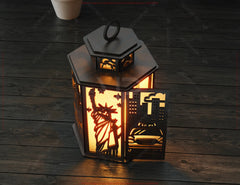 New York City Laser Cut Table Lamp Panels – Statue of Liberty, Skyscrapers & Taxi NYC Skyline Light Box SVG Digital Download |#U572| VectorPort