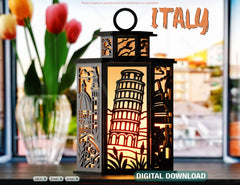 Italy Laser Cut Table Lamp Panels – Colosseum, Leaning Tower of Pisa & Venice Gondola Italian Landmark Light Box Digital Download |#U573|