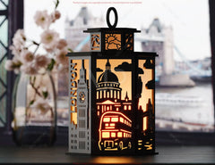 London Laser Cut Table Lamp Panels – Big Ben, Tower Bridge & London Eye UK Cityscape Light Box SVG Digital Download |#U574|