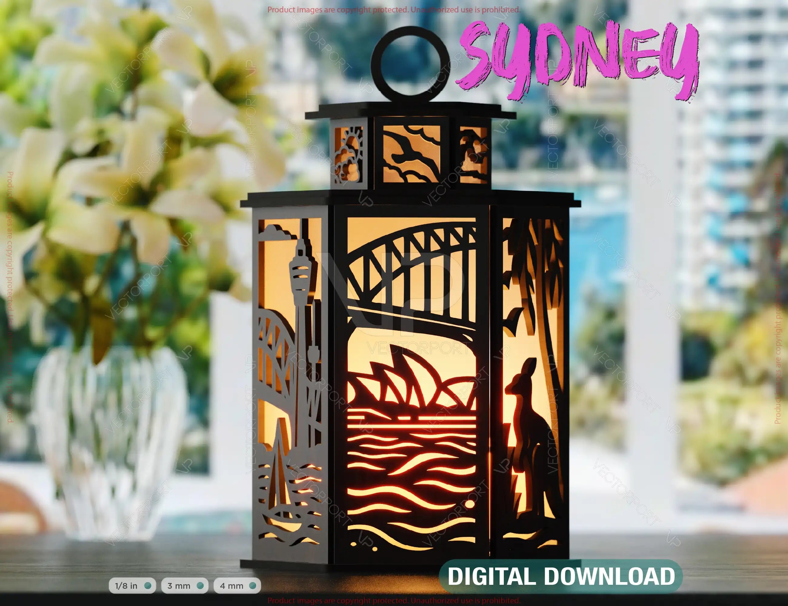 Sydney Laser Cut Table Lamp Panels – Opera House, Harbour Bridge & Koala Australia Cityscape Light Box SVG Digital Download |#U575| VectorPort