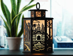 Dubai Skyline Laser Cut Table Lamp Panels – Burj Khalifa, Palm Island, Desert Scene SVG Digital Download |#U577| VectorPort