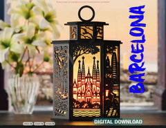 Barcelona Laser Cut Table Lamp – Sagrada Família, Gaudí, Spanish Architecture SVG Digital Download |#U578|