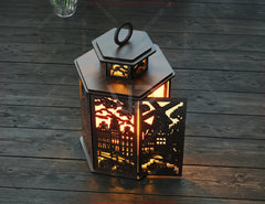 Amsterdam Laser Cut Table Lamp – Canal Houses, Bicycles, Windmill SVG Digital Download |#U579|
