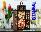 Istanbul Laser Cut Table Lamp – Landmarks Laser Cut – Hagia Sophia, Maiden’s Tower, Cityscape Decor SVG Digital Download |#U580|