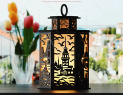 Istanbul Laser Cut Table Lamp – Landmarks Laser Cut – Hagia Sophia, Maiden’s Tower, Cityscape Decor SVG Digital Download |#U580|