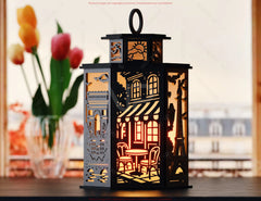 Paris Cityscape Laser Cut Table Lamp Panels – Eiffel Tower, Romantic Streets & Parisian Landmarks SVG Digital Download |#U581|
