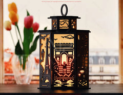 Paris Cityscape Laser Cut Table Lamp Panels – Eiffel Tower, Romantic Streets & Parisian Landmarks SVG Digital Download |#U581|