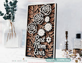 Mother's Day Layered Flower Bouquet 3D Laser Cut Sign Floral Gift for Mom Mother's Day Wall Art SVG Digital Download |#U583| VectorPort