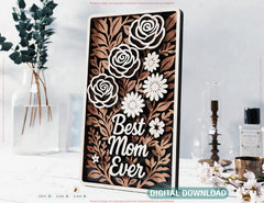 Mother's Day Layered Flower Bouquet 3D Laser Cut Sign Floral Gift for Mom Mother's Day Wall Art SVG Digital Download |#U583|