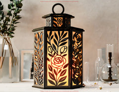 Floral Laser Cut Lamp – Flower Lantern Tea Light Candle Holder Design for Mother’s Day Gift SVG Digital Download |#U584|
