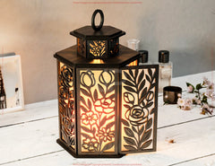 Floral Laser Cut Lamp – Flower Lantern Tea Light Candle Holder Design for Mother’s Day Gift SVG Digital Download |#U584|