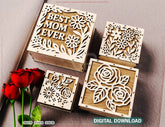 Laser Cut Gift Box with Best Mom Ever Floral Lid – Mother’s Day SVG Files Wooden Gift Box Jewelry Case Favor Box Digital Downloads |#U585|