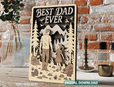 3D Father and Son / Daughter Laser Cut Scene – Layered Father's Day Shadow Box SVG File Father’s Day Gift Wall Art SVG Digital Download |#U587|