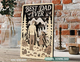3D Father and Son / Daughter Laser Cut Scene – Layered Father's Day Shadow Box SVG File Father’s Day Gift Wall Art SVG Digital Download |#U587| VectorPort
