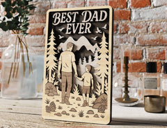 3D Father and Son / Daughter Laser Cut Scene – Layered Father's Day Shadow Box SVG File Father’s Day Gift Wall Art SVG Digital Download |#U587|