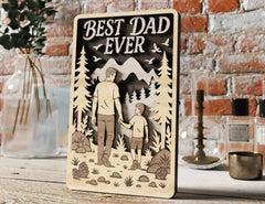 3D Father and Son / Daughter Laser Cut Scene – Layered Father's Day Shadow Box SVG File Father’s Day Gift Wall Art SVG Digital Download |#U587| VectorPort