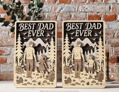3D Father and Son / Daughter Laser Cut Scene – Layered Father's Day Shadow Box SVG File Father’s Day Gift Wall Art SVG Digital Download |#U587|