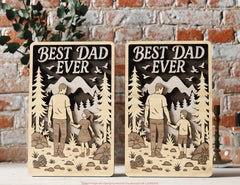 3D Father and Son / Daughter Laser Cut Scene – Layered Father's Day Shadow Box SVG File Father’s Day Gift Wall Art SVG Digital Download |#U587| VectorPort